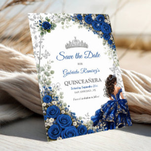 Reserve A Data Quinceañera Azul Real Borboletas Prateadas