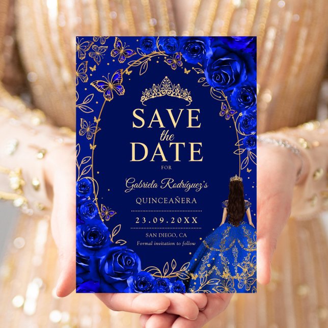 Reserve A Data Quinceanera Azul Real Dourado (Criador carregado)