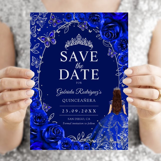 Reserve A Data Quinceanera Azul Real Prata (Criador carregado)