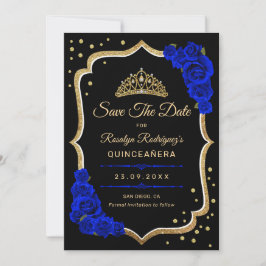 Reserve A Data Quinceanera - Black Royal Blue Gold