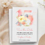 Reserve A Data Quinceanera Blush Pink Watercolor Floral 15<br><div class="desc">Quinceanera Cor-de-Rosa Esmagada Salve a Placa Data com um Número Floral 15 na cor d'água. Essa delicada e feminina design apresenta o número 15, decorada com um buquê de flores e folhagem. Tem uma paleta de cor suave de rosa-claro, damasco, amarelo, dourado e azul empoeirado. O modelo está pronto para...</div>