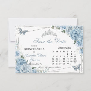 Reserve A Data Quinceanera Doce Azul Bebê 16 Calendário