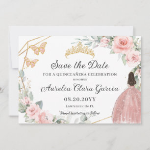 Reserve A Data Quinceañera Dourada Floral Rosa Esbranquiçada Quin