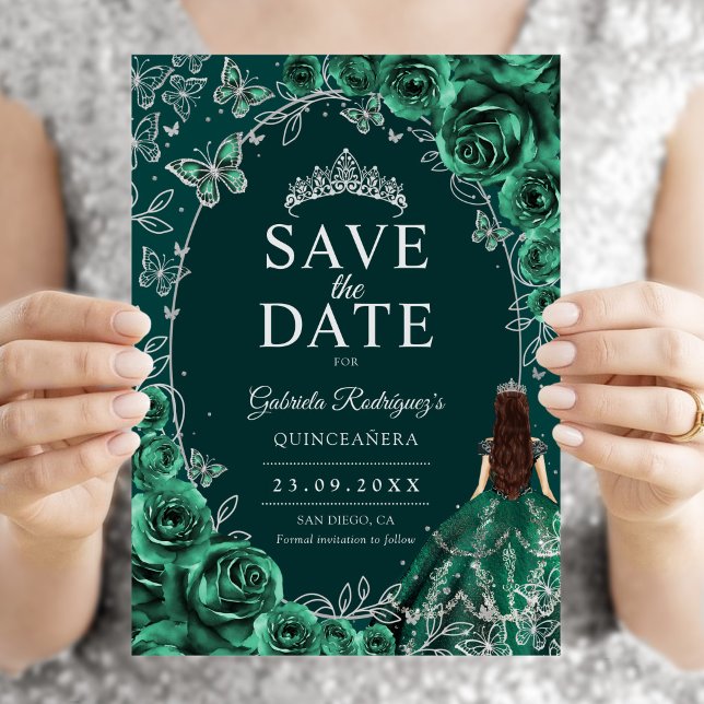 Reserve A Data Quinceanera Esmeralda Verde Prata (Criador carregado)