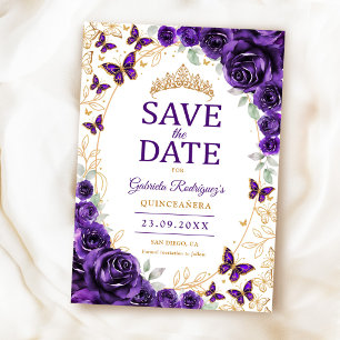 Reserve A Data Quinceanera Floral Dourada Roxa
