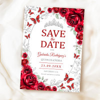 Quinceanera Floral Prata Vermelha