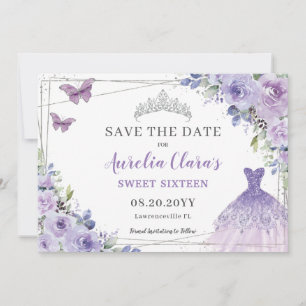 Reserve A Data Quinceanera Floral Purple Lilac Doce Dezesseis