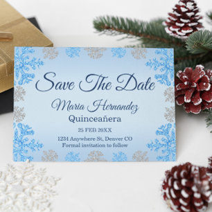 Reserve A Data Quinceañera Ice Blue Silver Floco de Neve de inver