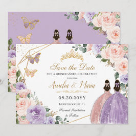 Reserve A Data Quinceañera Lilac Blush Gêmeos Rosa Dourados