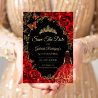 Quinceanera Preto Vermelho Dourado