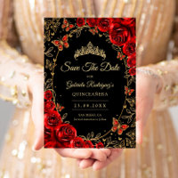 Quinceanera Preto Vermelho Dourado