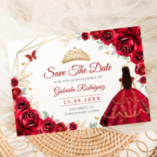 Reserve A Data Quinceanera Princesa Rosas Vermelhas Dourado