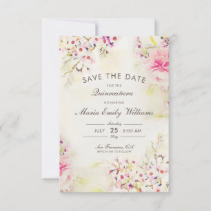 Reserve A Data Quinceanera Romântica Cor Floral Rosa