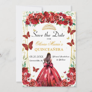 Reserve A Data Quinceañera Rosas vermelhas Floral Princesa Borbol