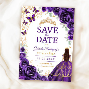 Reserve A Data Quinceanera Roxo Dourado Floral