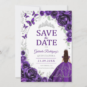 Reserve A Data Quinceanera Roxo Floral Prata
