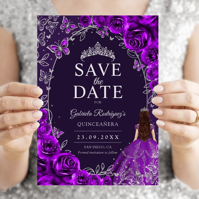 Reserve A Data Quinceanera Roxo Prata (Criador carregado)
