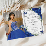 Reserve A Data Quinceañera Royal Blue Floral Vintage Foto pratead<br><div class="desc">Personalize esta bela fotografia de Quinceañera, salve o cartão de encontro com a sua própria redação, de forma fácil e rápida. Basta clicar no botão Editar usando ferramentas de Design para editar o texto, o texto, o estilo da fonte, o tamanho da fonte, a cor da fonte, adicionar mais texto,...</div>