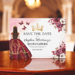 Reserve A Data Quinceanera Salve a Data Floral Burgundy<br><div class="desc">Anuncie sua quinceañera em estilo com a Floral Burgundy Salve o Convite de Aniversário. Este elegante design apresenta matizes robustos, enfeitados com delicados sotaques florais, perfeitos para uma celebração de eterno e regal. O layout sofisticado fornece todos os detalhes importantes, garantindo que seus convidados marquem seus calendários para o dia...</div>