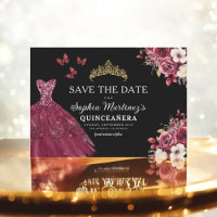 Quinceanera Salve a Data Floral Burgundy