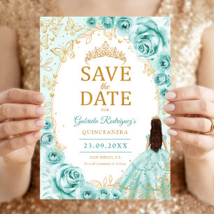 Reserve A Data Quinceanera Turquesa Dourado Floral