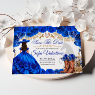 Reserve A Data Quinze Anos Cowboy Azul Real Dourado