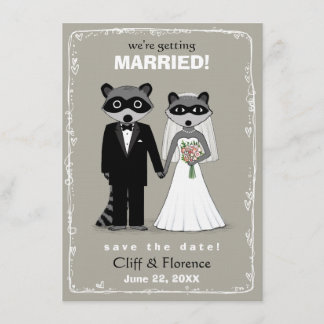 Reserve A Data Raccoons Wedding Date (Cinza quente)