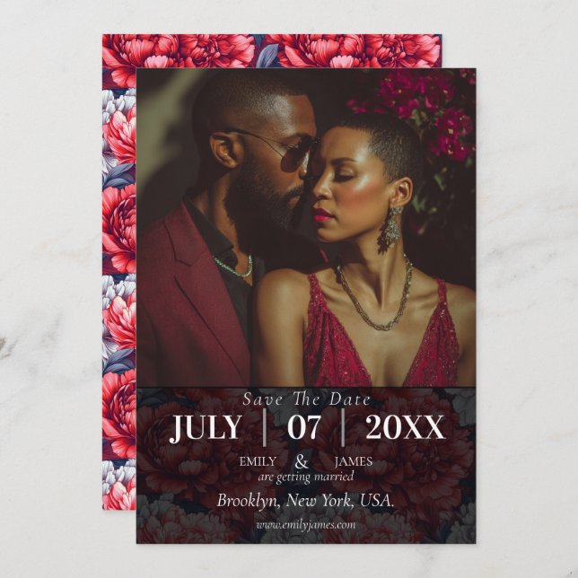 Reserve A Data Radiant Peonies Accent Seaside Wedding (Frente/Verso)