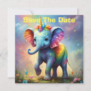 Reserve A Data Radiante Maravilha: O Bebê Arco-Íris Elefante Unic