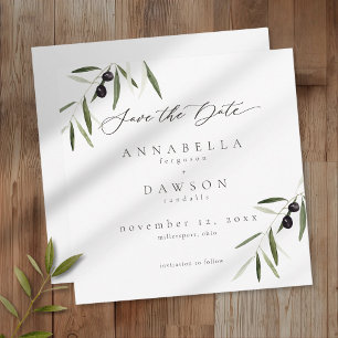Reserve A Data Ramo de Oliveira Aquarela Casamento Minimalista El