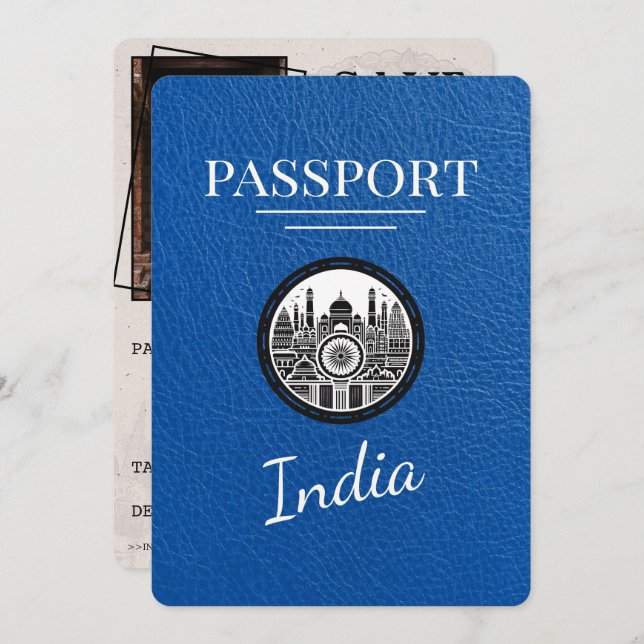 Reserve A Data Real Blue India Passport Salvar a data (Frente/Verso)