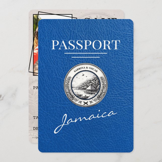 Reserve A Data Real Blue Jamaica Passport Salvar a data (Frente/Verso)