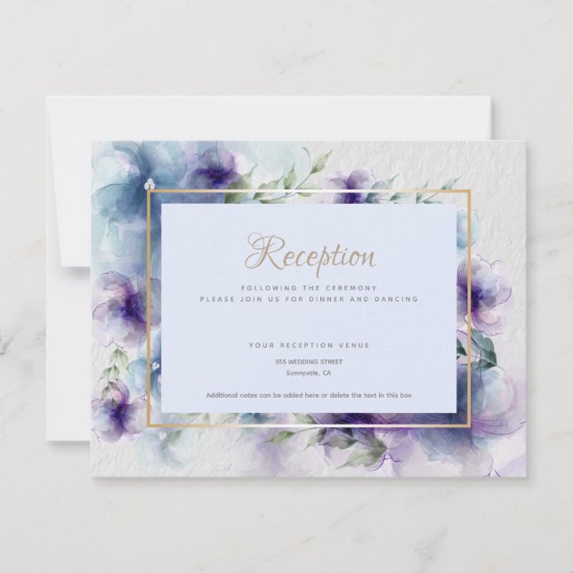 Reserve A Data Recepção 2 | Flores Translúcidas De Aquarelas (Frente)