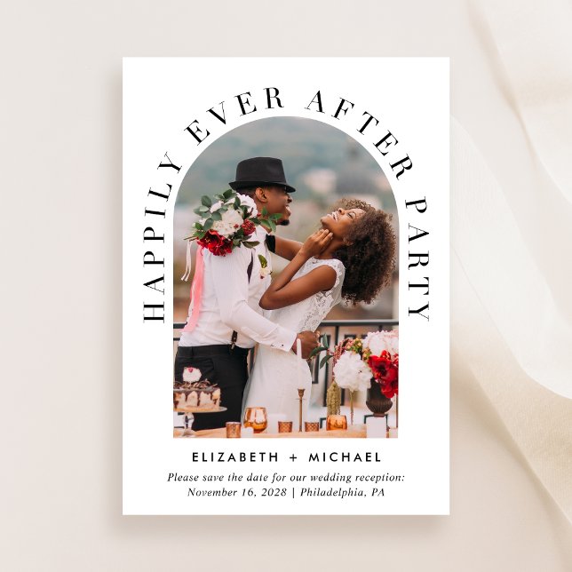 Reserve A Data Recepção de casamento de Código QR de Foto de Arch (Celebrate your love story with a    reception save the date showcasing your photo in an arch frame)