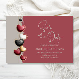 Reserve A Data Red and Pink Hearts Wedding Save the Date