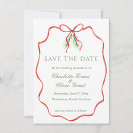 Reserve A Data Red Bow Ribbon Winter Save The Date