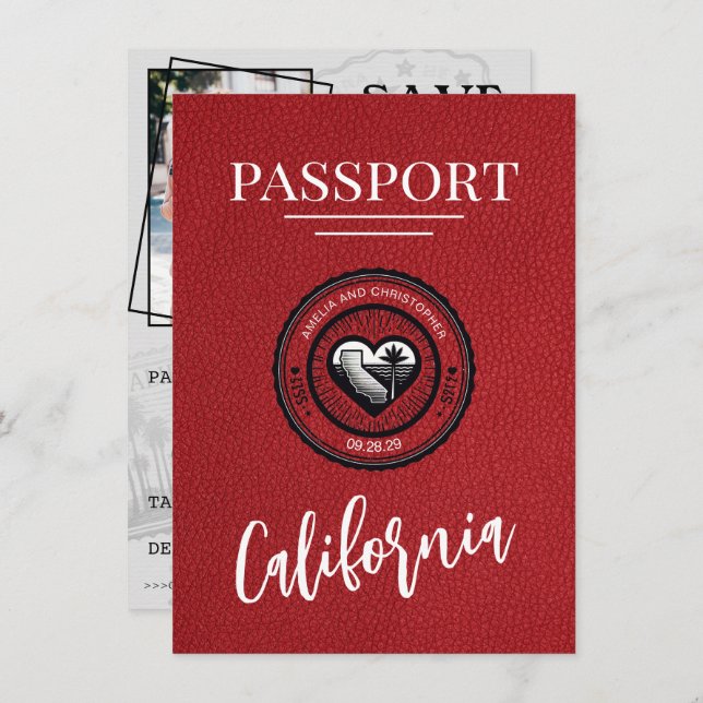 Reserve A Data Red California Passport Salvar a Data (Frente/Verso)