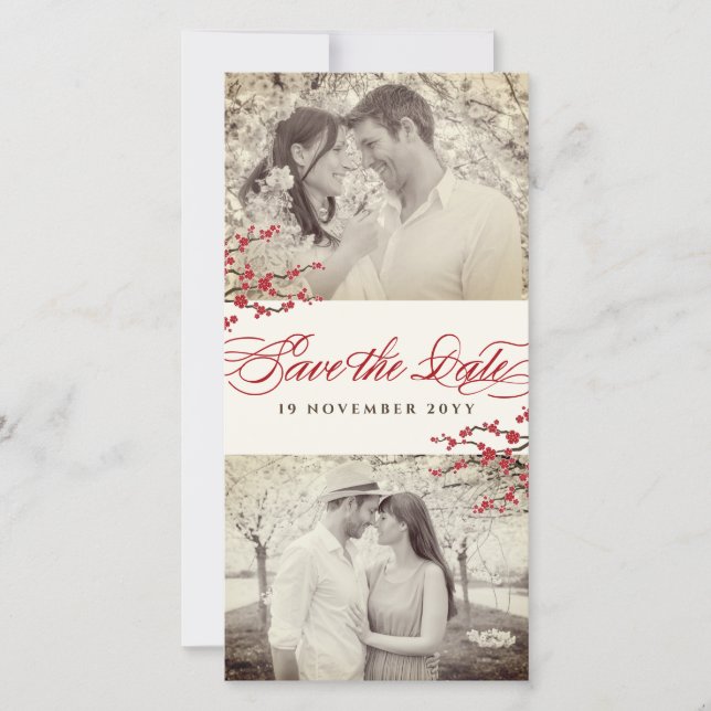 Reserve A Data Red Cherry Blossoms Flores Asiáticas Zen Sakura Fo (Frente)