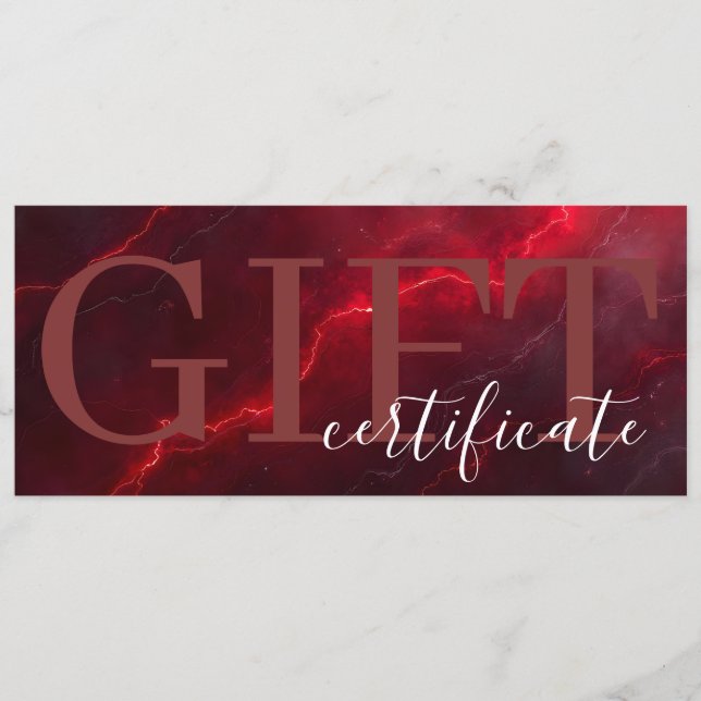 Reserve A Data Red Dark Chic Bold Elegant Luxury Gift Certificate (Frente)