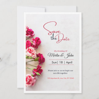 Reserve A Data Red Floral Photo Wedding Save the Date Poster