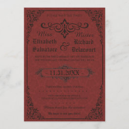 Reserve A Data Red Gothian Victorian Damask Salve Dates