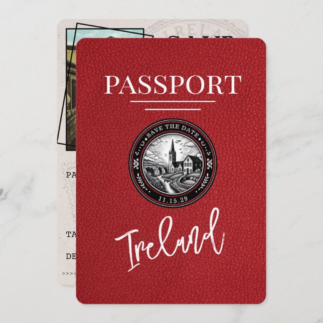 Reserve A Data Red Ireland Passaporte Salvar Data (Frente/Verso)