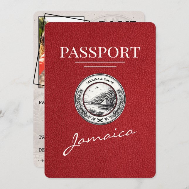 Reserve A Data Red Jamaica Passport Salvar Data (Frente/Verso)
