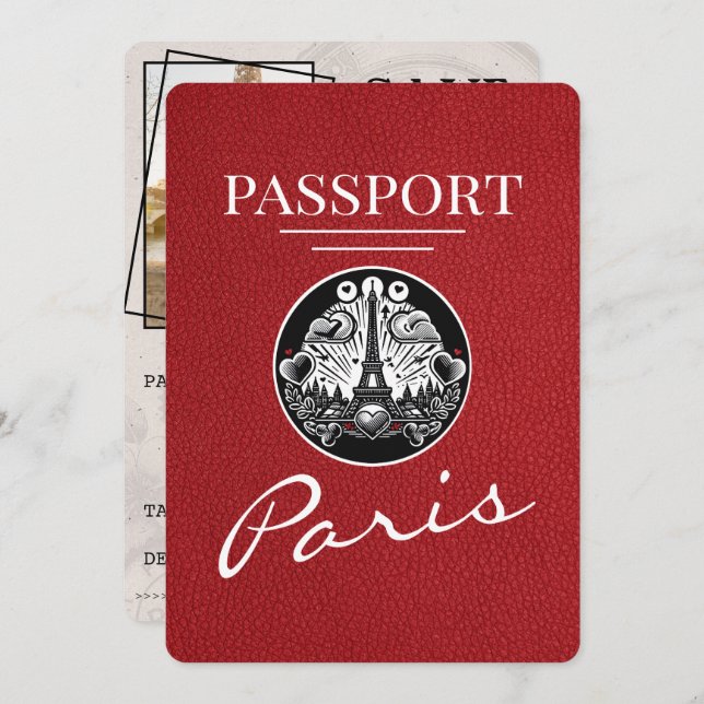 Reserve A Data Red Paris Passaporte Salvar Data (Frente/Verso)