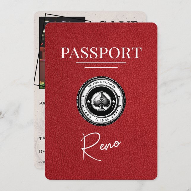 Reserve A Data Red Reno Passport Salvar a Data (Frente/Verso)