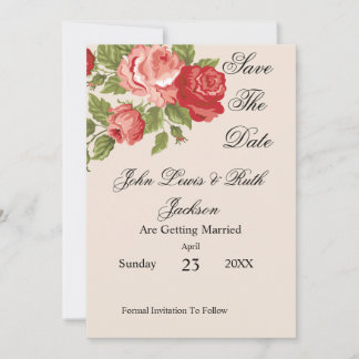 Reserve A Data Red Roses Script Save The Date | Elegant Floral