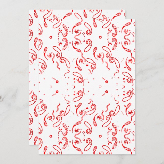 Reserve A Data Red White Paisley Pattern – Folk Art Floral Print (Frente/Verso)