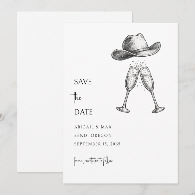 Reserve A Data Redneck Wedding Save the Date (Frente/Verso)