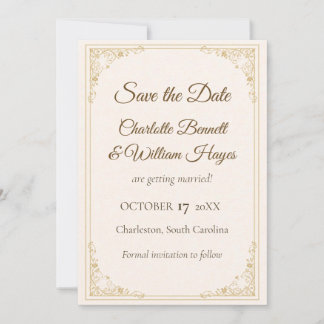 Reserve A Data Refined Gold Frame Wedding Save the Date