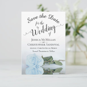 Reserve A Data Refletindo Casamento Romântico de Rosa Azul com D